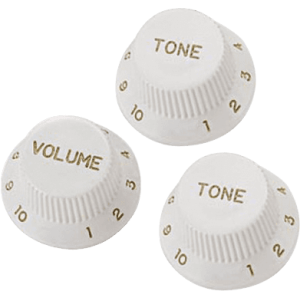 Yellow Parts - EZ1215W, Stratocaster Knob Covers, 3 Pieces (1 Volume +2 Tone)