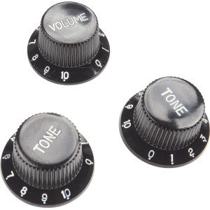Yellow Parts - EZ1215B, Stratocaster Knob Cover, 3 Piences, Black (1 Volume +2 Tone)