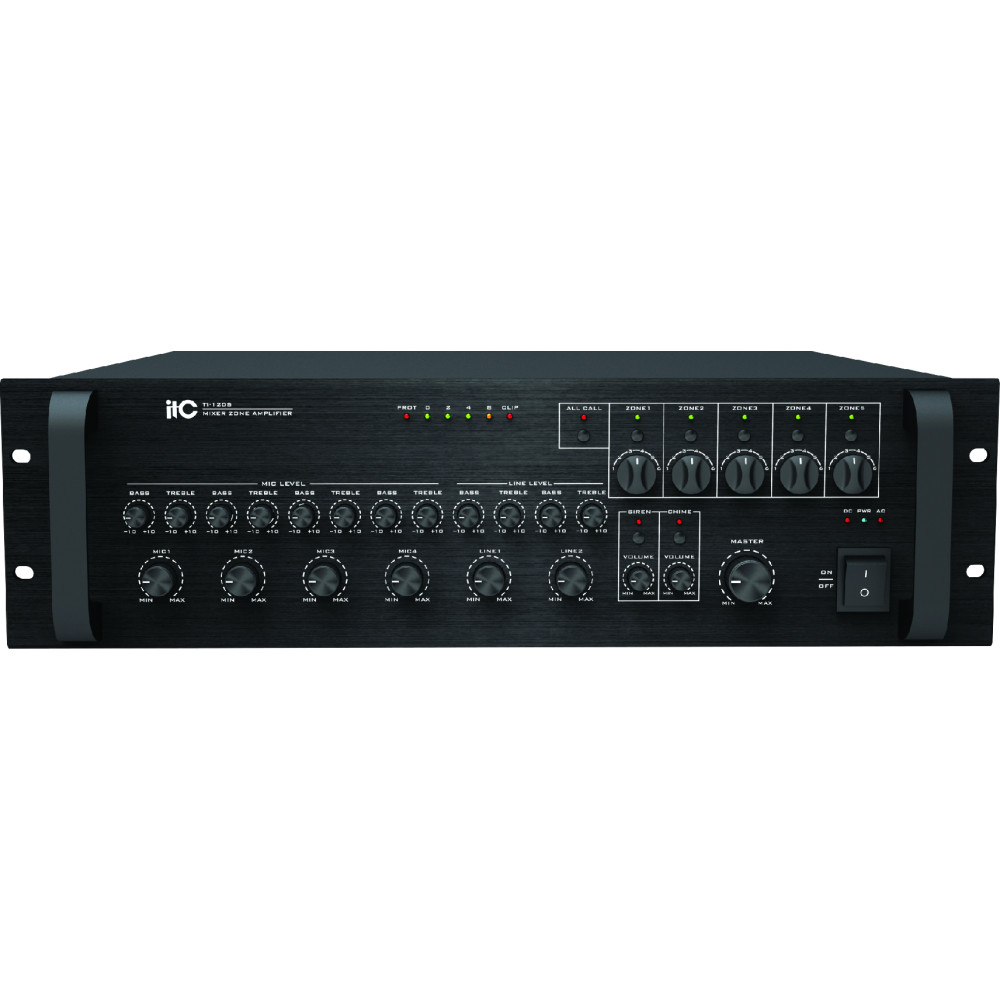 ITC - TI-240S, Amplificateur mélangeur 5 zones 7 Entrées 240W RMS ITC - TI-240S, Amplificateur mélangeur 5 zones 7 Entrées 240W RMS