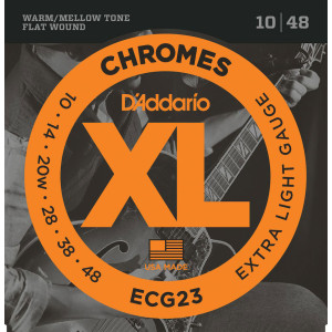D'Addario - ECG23, Cordes guitare électrique Extra Light Filet Plat, 10-48