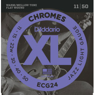D'Addario - ECG24, Cordes Guitare électrique Jazz Light  Filet Plat, 11-50