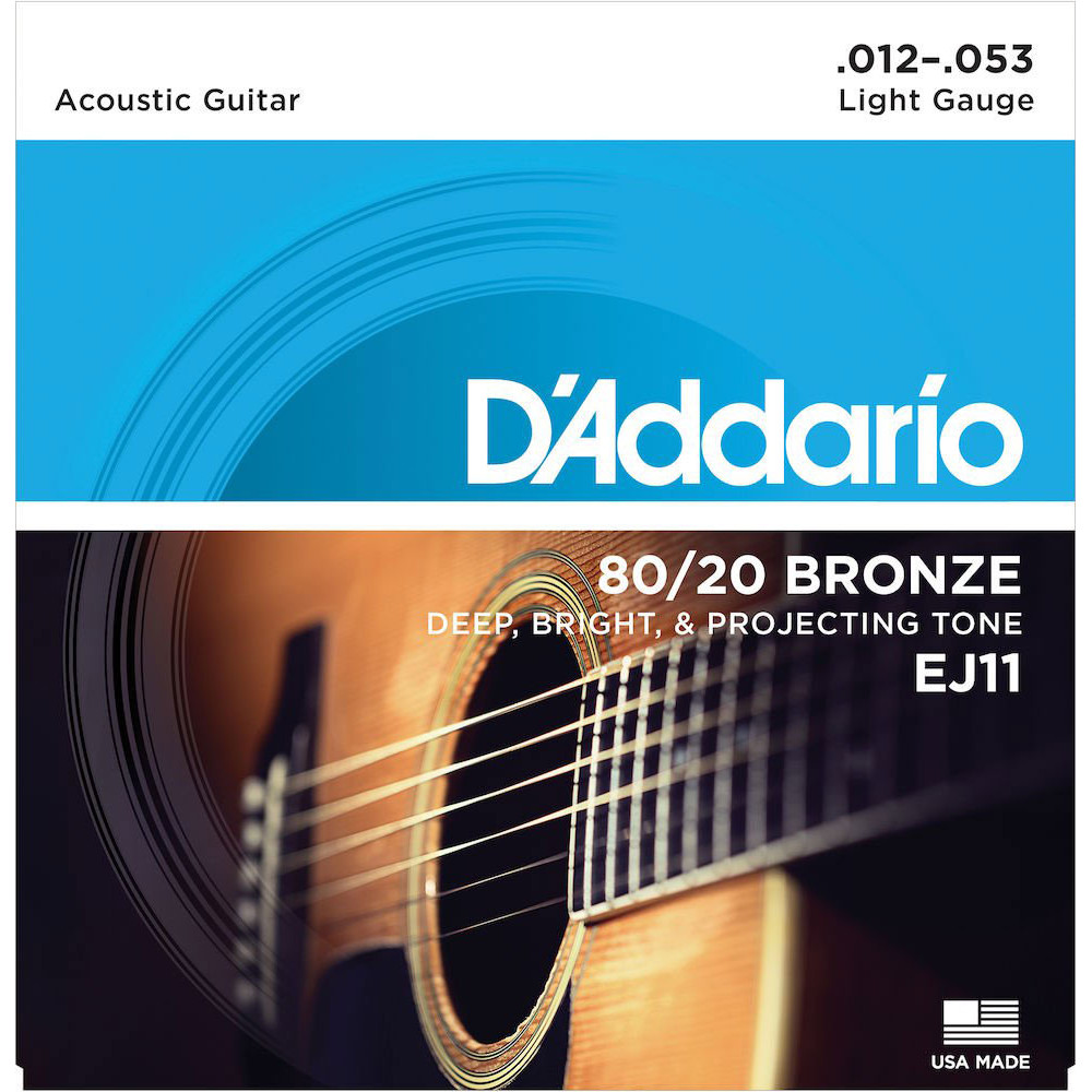 D'Addario - EJ11, Light 80/20 Cordes Acoustiques en Bronze  12-53