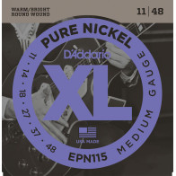 D'Addario - EPN115, Cordes Guitare Electrique Medium Pure Nickel XL, 11-48