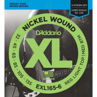 D'Addario - EXL165-6, 6 String Electric Bass Set Nickel Wound 32-135
