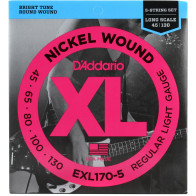 D'Addario - EXL170-5, 5 String Electric Bass Guitar Set 45-130
