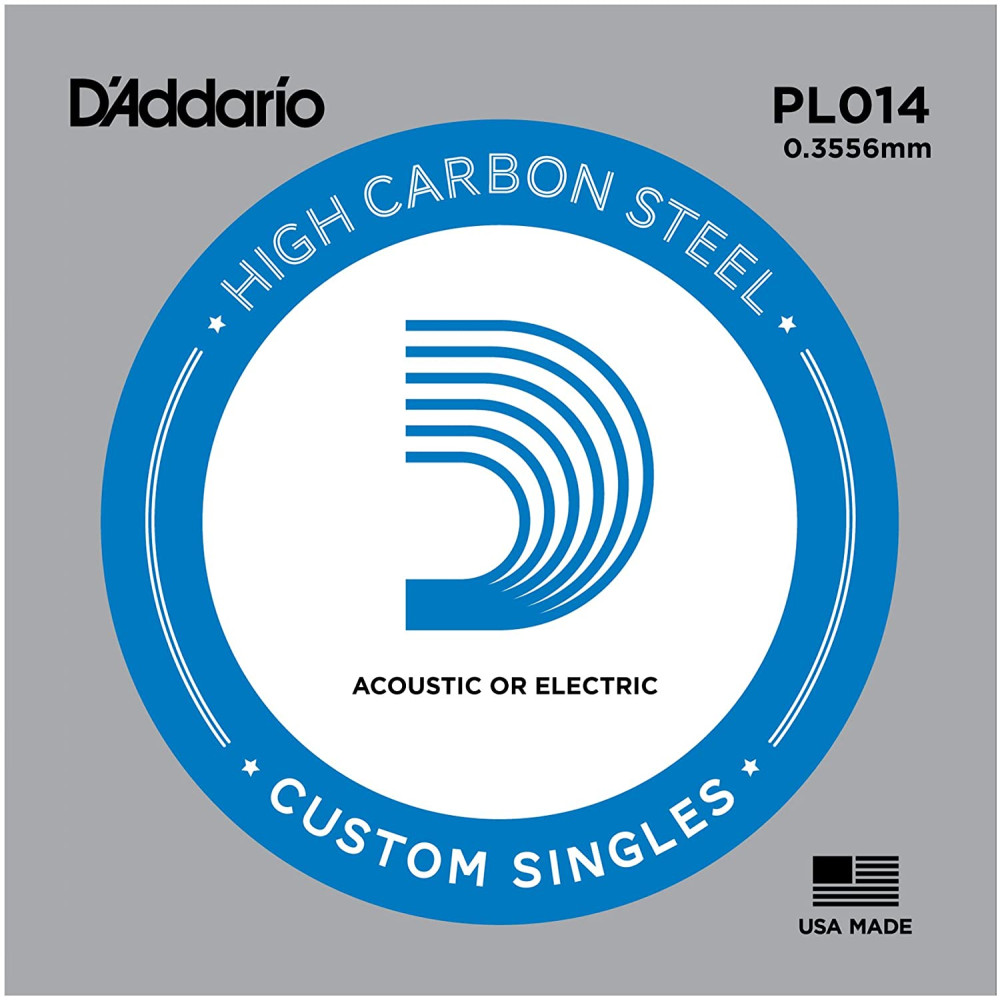 D'Addario - PL014, Corde Guitare électrique/Acoustique en Acier Plein 014 D'Addario - PL014, Corde Guitare électrique/Acoustique en Acier Plein 014