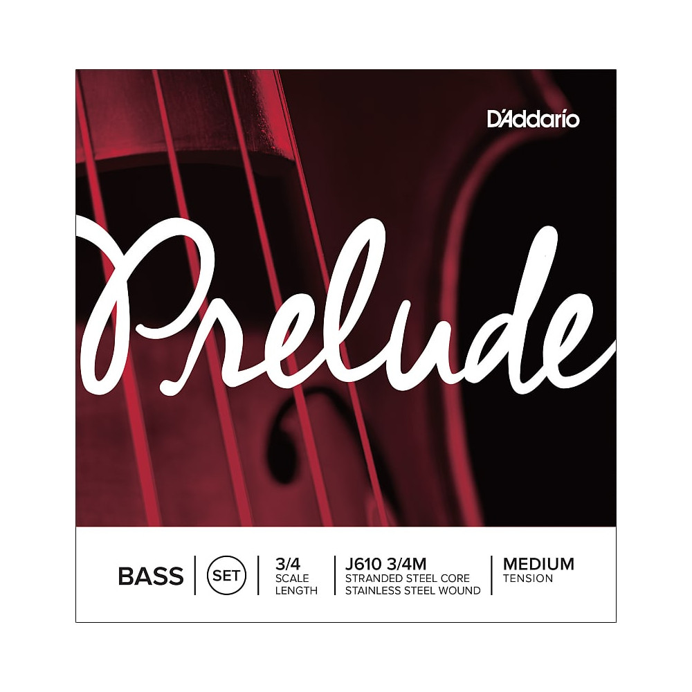 D'addario - J610, Jeu de cordes Prelude Contrebasse 3/4 Medium D'addario - J610, Jeu de cordes Prelude Contrebasse 3/4 Medium