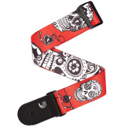 D'Addario - P20W1414,  2-Inch Sugar Skulls Woven Guitar Strap - Red