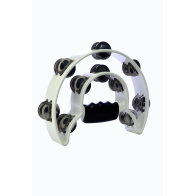 Alice - ATB002WH, Tambourine demi-lune avec 2*8 paires de clochettes chromés, blanc