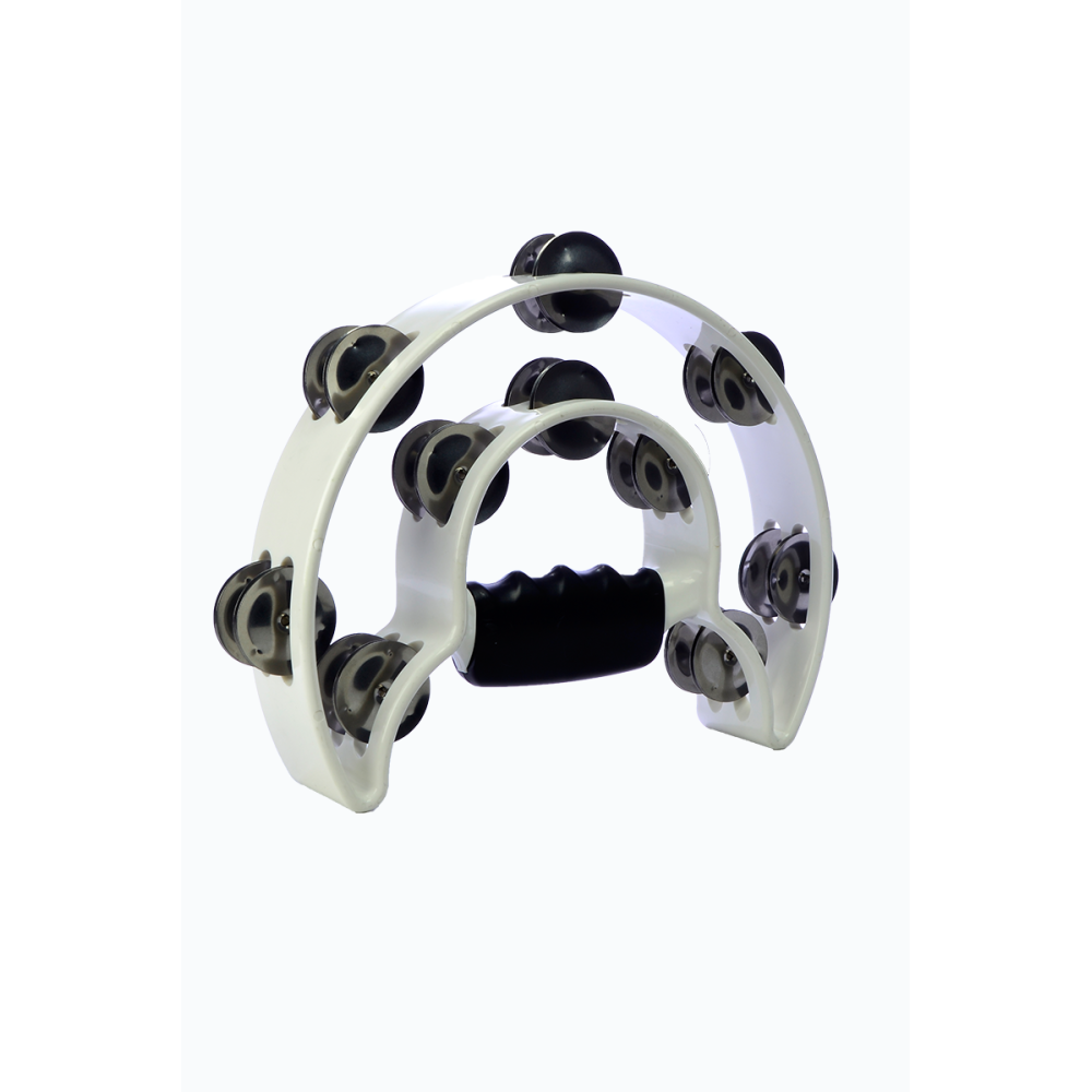 Alice - ATB002WH, Tambourine demi-lune avec 2*8 paires de clochettes chromés, blanc Alice - ATB002WH, Tambourine demi-lune avec 2*8 paires de clochettes chromés, blanc