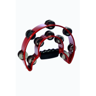 Alice - ATB002RD, Tambourine demi-lune avec 2*8 paires de clochettes chromés, rouge