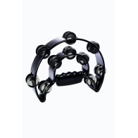 Alice - ATB002BK, Half Moon Tambourine with 2 * 8 pairs of chrome jingles, Black