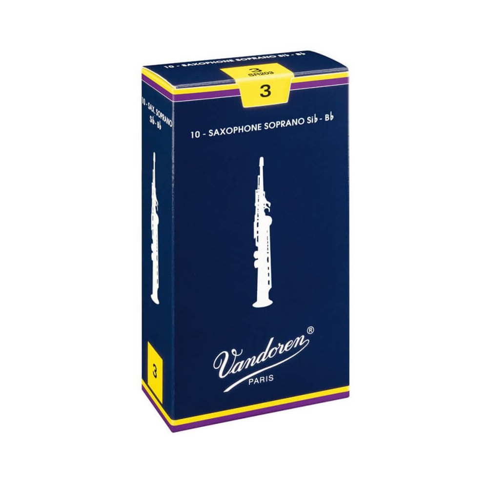 Vandoren - SR203, Pack de 10 Anches pour Saxophone Soprano Sib - Force 3 Vandoren - SR203, Pack de 10 Anches pour Saxophone Soprano Sib - Force 3