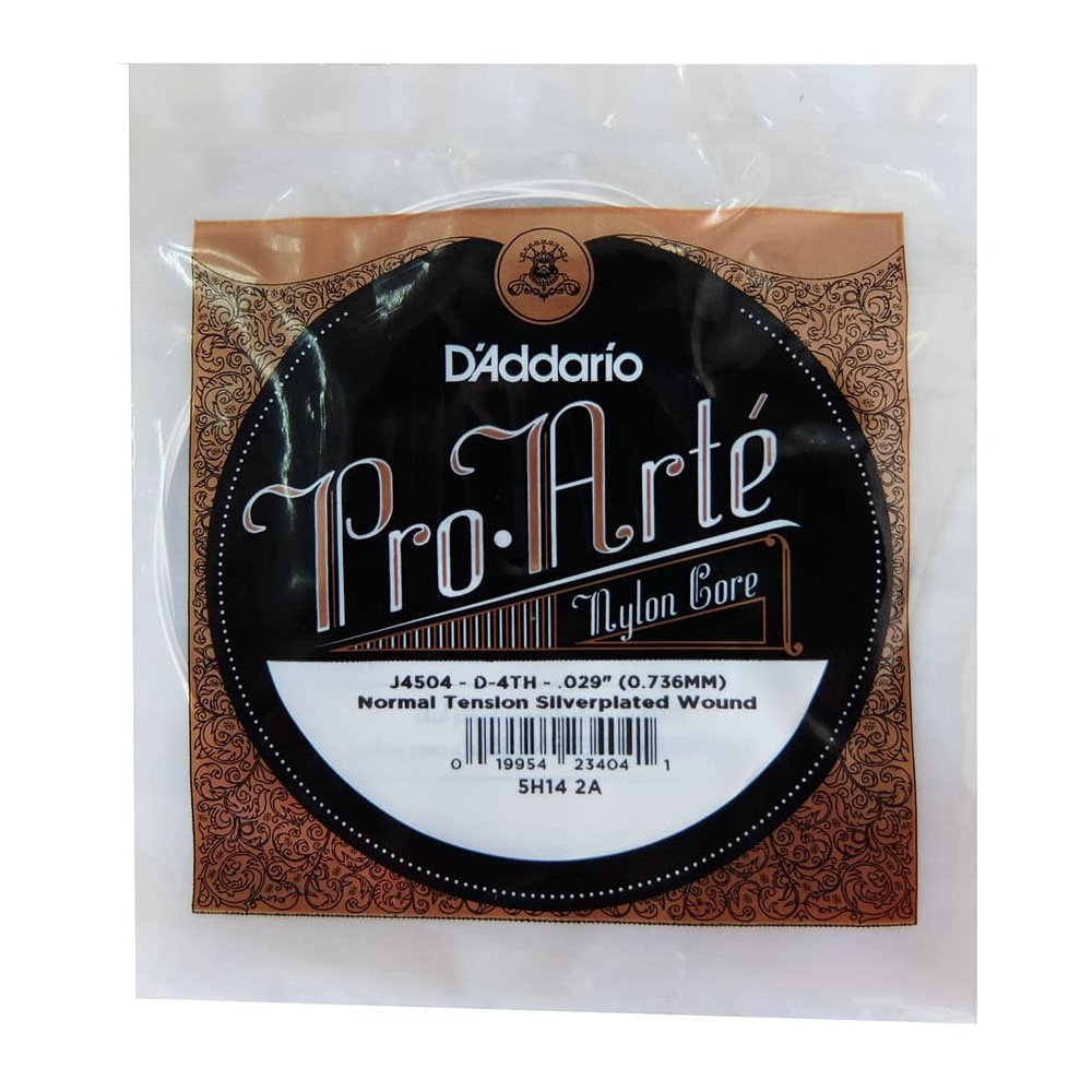 D'Addario -  J4504, 4éme Corde de guitare classique Filé Plaqué Argent /Normal