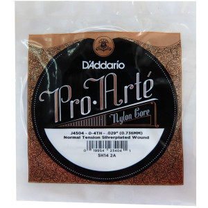 D'Addario -  J4504, 4éme Corde de guitare classique Filé Plaqué Argent /Normal