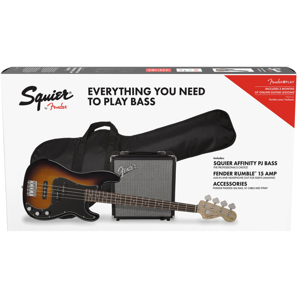 Fender Squier - Affinity Precision Bass PJ Pack, Basse électrique, Brown Sunburst Fender Squier - Affinity Precision Bass PJ Pack, Basse électrique, Brown Sunburst