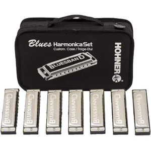 Hohner - M1501/7, Set de 7 Harmonicas BluesBand (A, Bb, C, D, E, F,G)