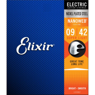 Elixir - 12002, Cordes Guitare électrique Super Light revêtement Nanoweb, 09-42