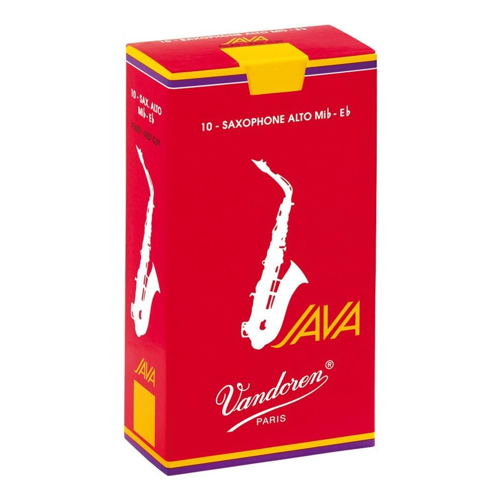Vandoren - SR262R, Pack de 10 Anches Java "Filed - Red Cut" pour Saxophone Alto Mib - Force 2 Vandoren - SR262R, Pack de 10 Anches Java "Filed - Red Cut" pour Saxophone Alto Mib - Force 2