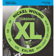 D'Addario - EXL165, Jeu de 4 Cordes Basse électrique Regular Light Top/Medium BTM 45-105