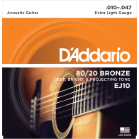 D'Addario - EJ10 Bronze Acoustic Guitar Strings, Extra Light, 10-47