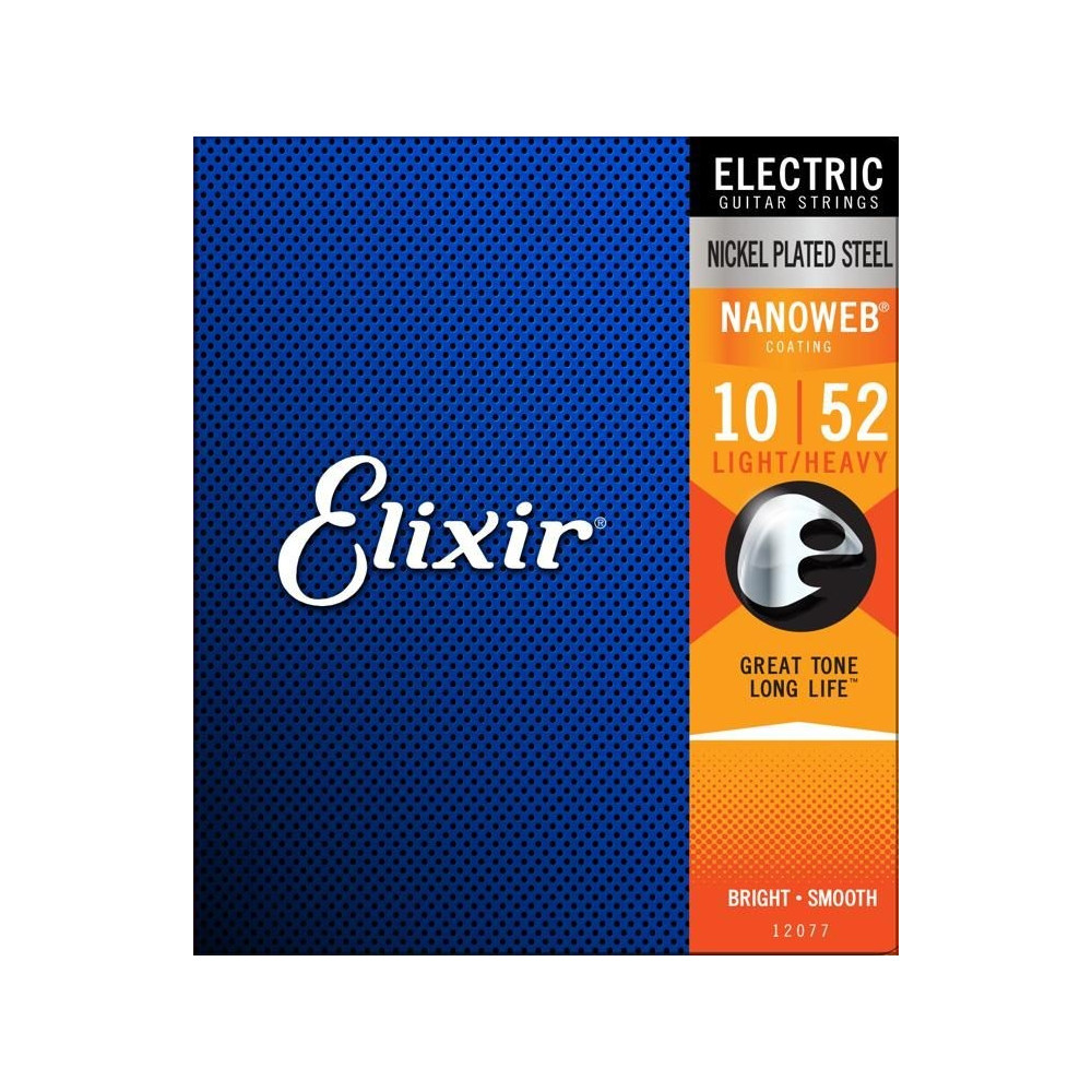 Elixir - 12077, Electric Guitar Strings With Nanoweb Coating, Light/Heavy, 10-52 Elixir - 12077, Electric Guitar Strings With Nanoweb Coating, Light/Heavy, 10-52