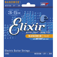 Elixir - 12102, Cordes de Guitare électrique Medium avec revêtement Nanoweb, 11-49