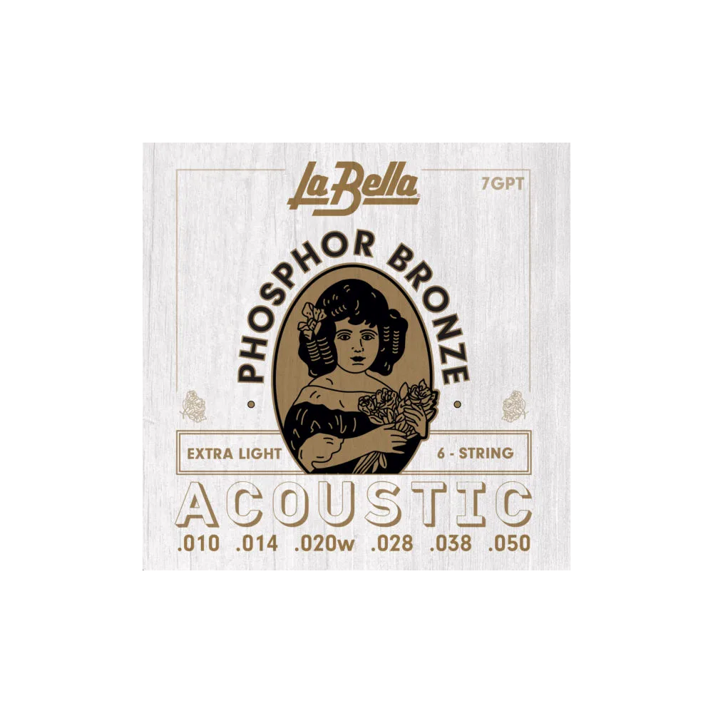 La Bella – 7GPT, Phosphor Bronze – Medium Gauge 10-50
