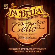 La Bella - 650, 4/4 Cello String Set Chrome Steel Flat Wound