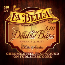 La Bella - 610, Jeu de cordes Chrome Steel Flat Wound pour contrebasse 3/4