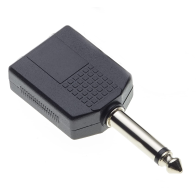 Mono jack adapter (male) to 2 female jacks, 6.35 mm