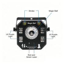Top Lighting - SPG-618, Projecteur d’effets LED mini 4-en-1 pour DJ et événements
