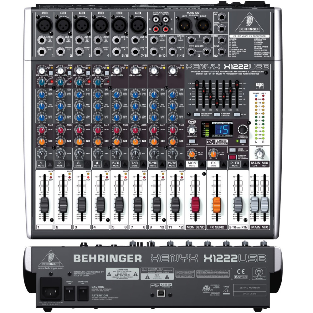 Behringer - Xenyx X1222USB, Table de Mixage 4 Mic/Line + 2 Line Stéréos Behringer - Xenyx X1222USB, Table de Mixage 4 Mic/Line + 2 Line Stéréos
