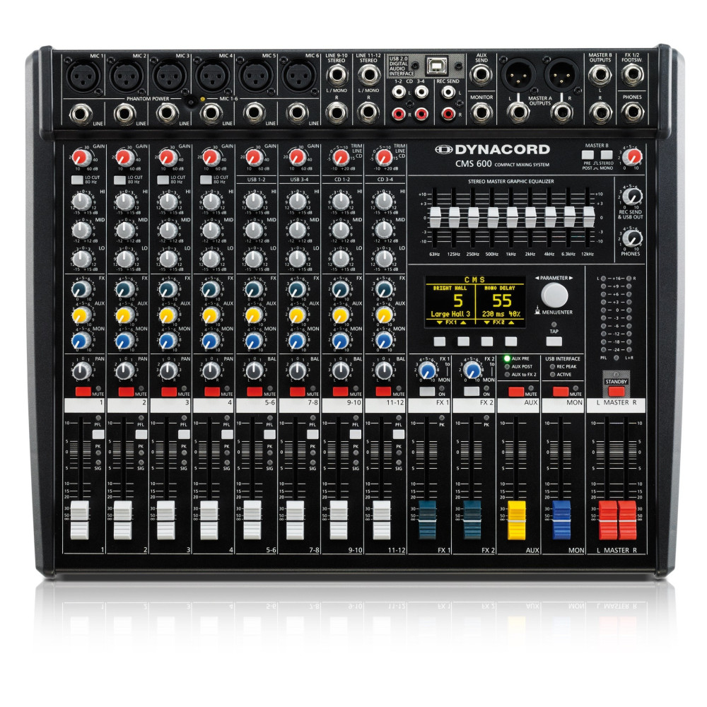 Dynacord - CMS 600-3 USB,  Console de mixage et Studio 6 Mic/2 Line, 3FX