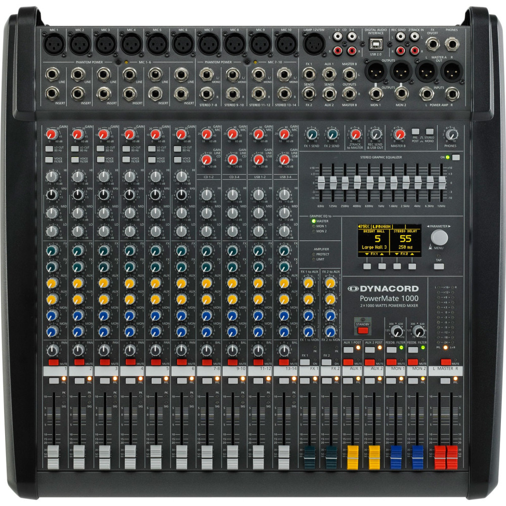 Dynacord - PowerMate 1000-3, Tables amplifiée 2X1000W RMS/ 4 Ohms