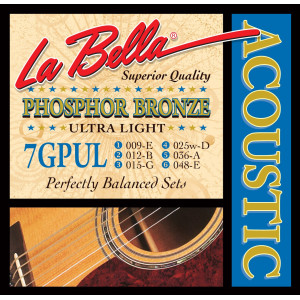 La Bella - 7GPUL, Cordes guitare acoustique Phosphor Bronze, 009-048