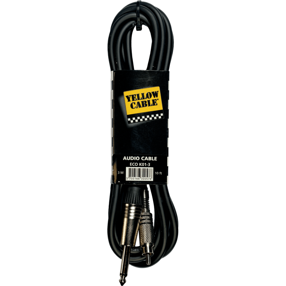 Yellow Cable - ECO K01-3, Câble RCA mâle/jack mono mâle 3m