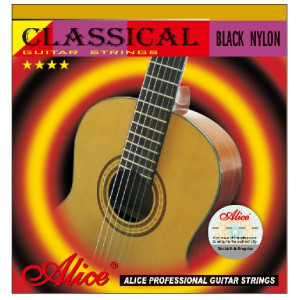 Alice - A107BK-H, Jeu de cordes guitare classique Noir