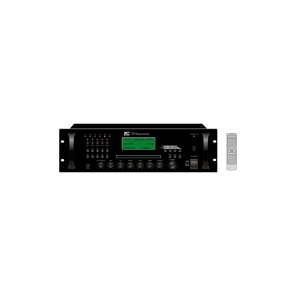 ITC - T-6635, Amplificateur mélangeur avec lecteur CD + MP3 + Tuner AM / FM, 5 zone 350W ITC - T-6635, Amplificateur mélangeur avec lecteur CD + MP3 + Tuner AM / FM, 5 zone 350W