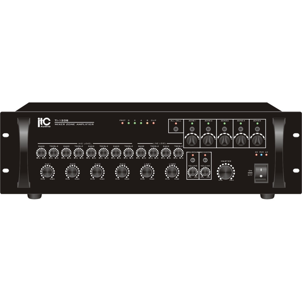 ITC - TI-120S, 120W Classic Mixing Amplifier, 5 Zones ITC - TI-120S, 120W Classic Mixing Amplifier, 5 Zones