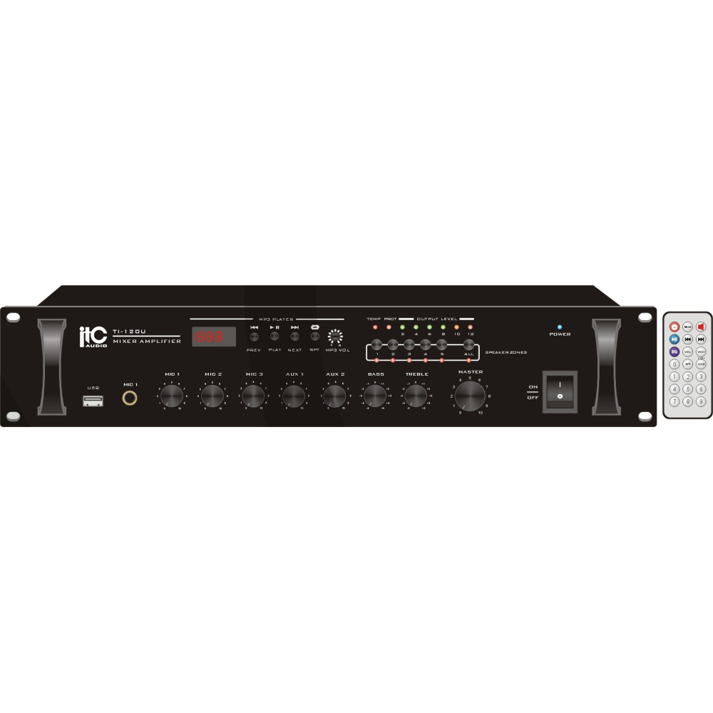 ITC - T-240BU, Amplificateur mixeur USB, avec entrées microphone symétriques et asymétriques 240W