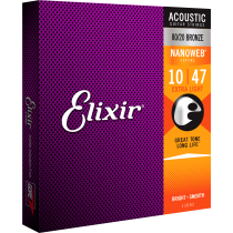 Elixir - 11002, Cordes guitare acoustique Extra Light avec revêtement Nanoweb, 10-47