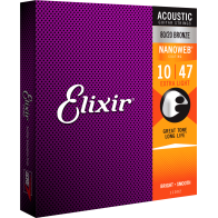 Elixir - 11002, Cordes guitare acoustique Extra Light avec revêtement Nanoweb, 10-47