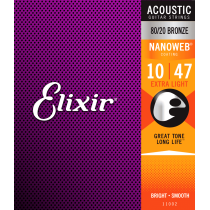 Elixir - 11002, Cordes guitare acoustique Extra Light avec revêtement Nanoweb, 10-47