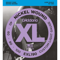 D'Addario - EXL190, Jeu de 4 Cordes Basse électrique Nickel Wound 40-100