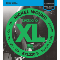 D'Addario - EXL220-5, 5 Electric Bass Strings Nickel Wound 40-125